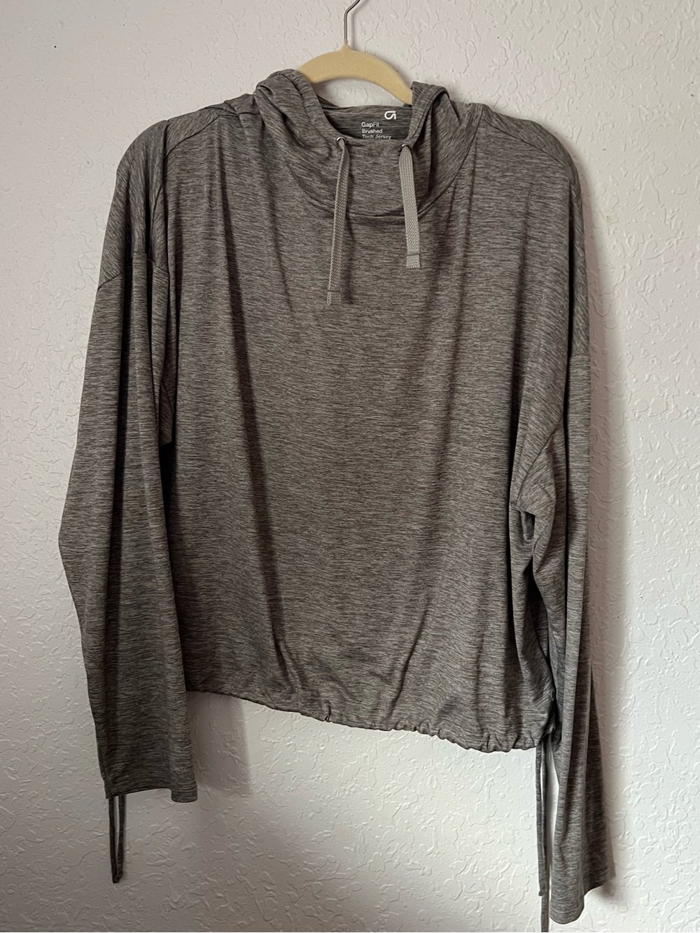 GAP Gray Marled Tech Jersey Hoodie